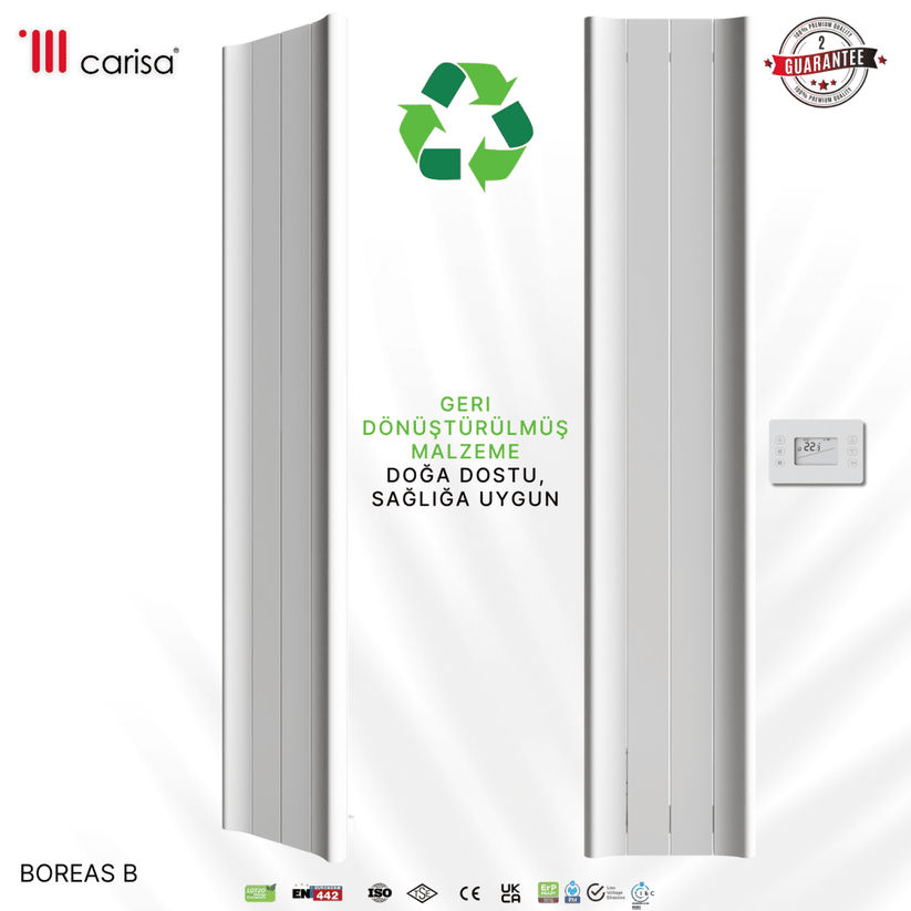 Carisa Boreas B Dikey Elektrikli Radyatör Modern Tasarım Beyaz - carisa