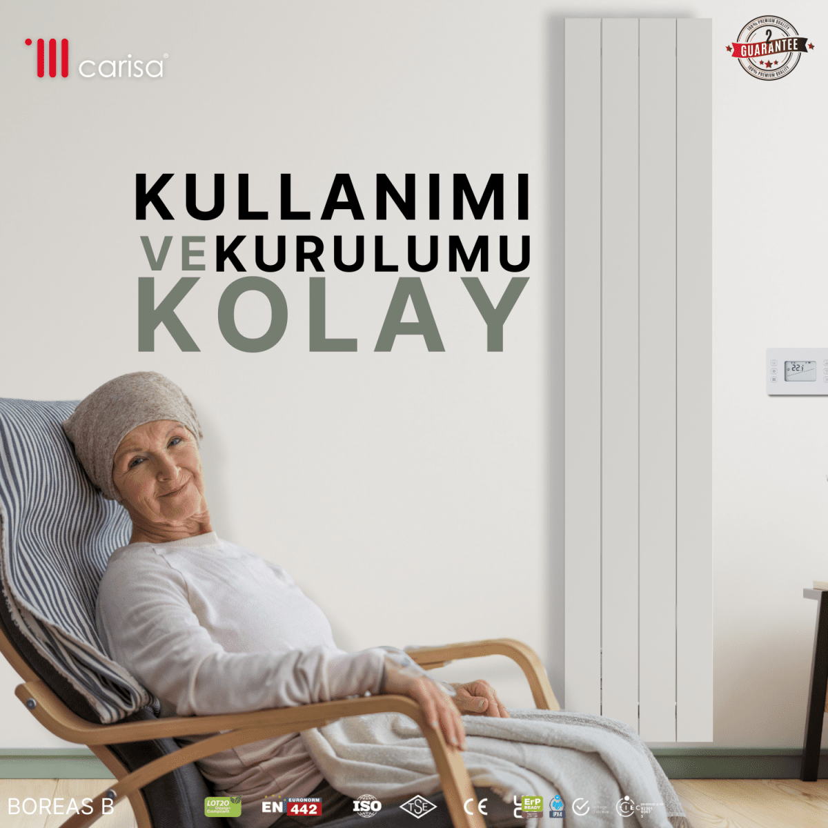 Carisa Boreas B Dikey Elektrikli Radyatör Modern Tasarım Beyaz - carisa