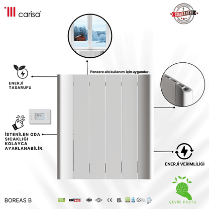 Carisa Boreas B Yatay Elektrikli Radyatör Modern Tasarım Beyaz - carisa