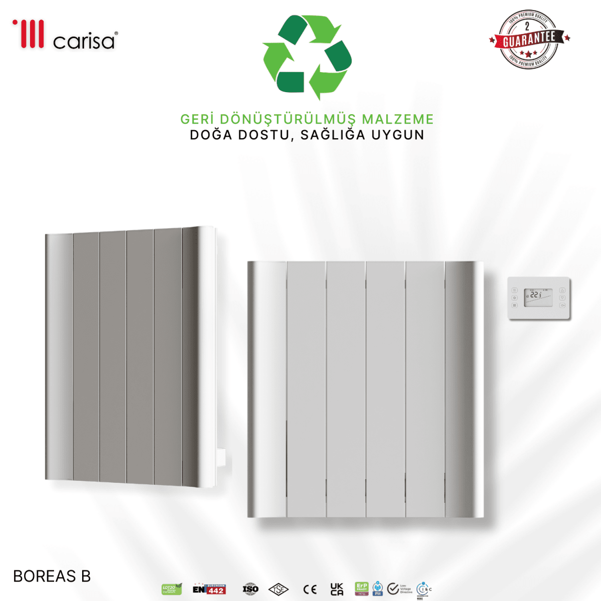 Carisa Boreas B Yatay Elektrikli Radyatör Modern Tasarım Beyaz - carisa