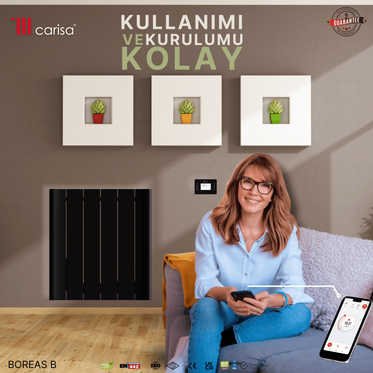 Carisa Boreas B Yatay Elektrikli Radyatör Modern Tasarım Siyah - carisa