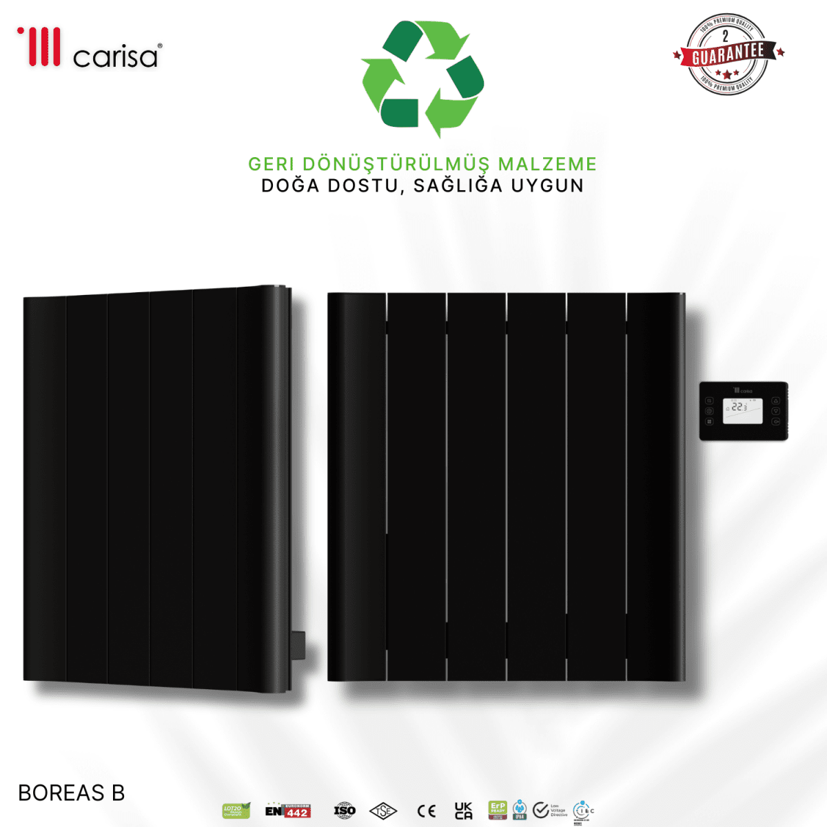 Carisa Boreas B Yatay Elektrikli Radyatör Modern Tasarım Siyah - carisa