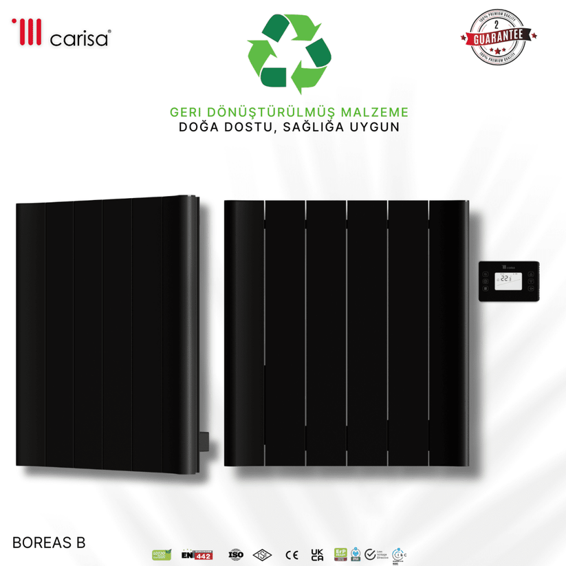 Carisa Boreas B Yatay Elektrikli Radyatör Modern Tasarım Siyah - carisa