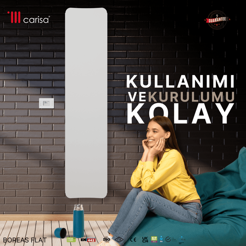 Carisa Boreas Flat Dikey Elektrikli Radyatör Modern Tasarım Beyaz - carisa