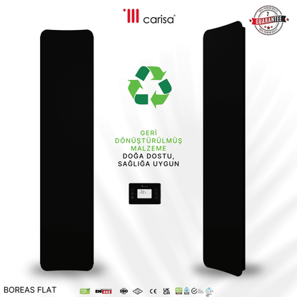 Carisa Boreas Flat Dikey Elektrikli Radyatör Modern Tasarım Siyah - carisa