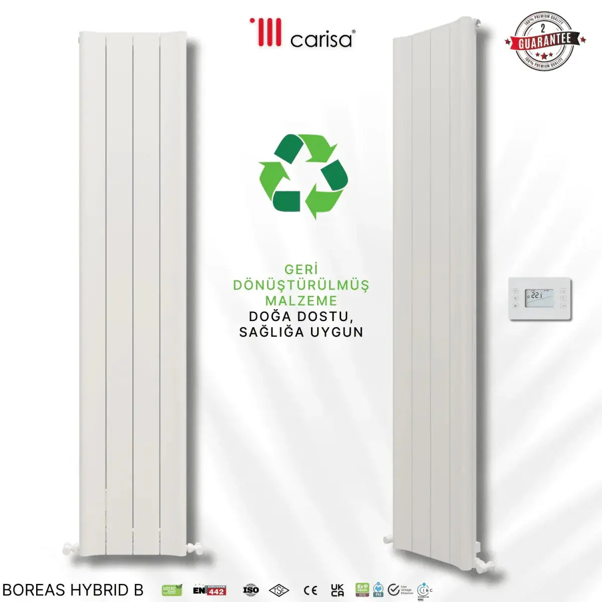 Carisa Boreas Hybrid B Dikey Elektrikli Radyatör Modern Tasarım Beyaz - carisa