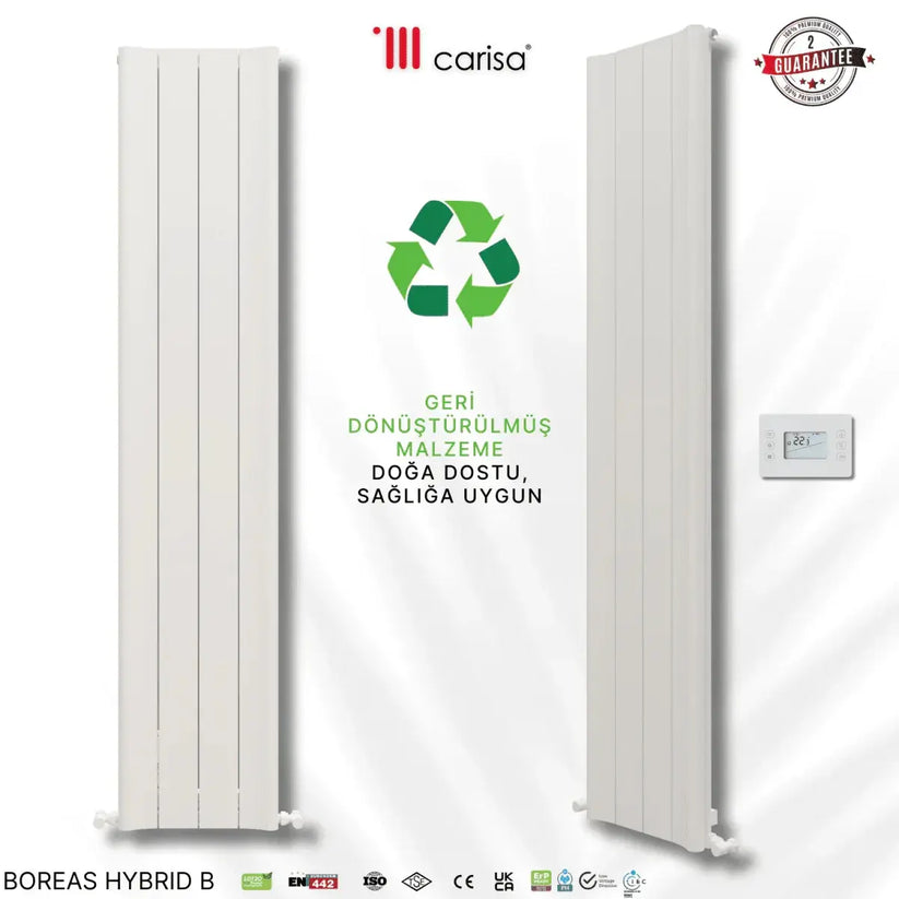 Carisa Boreas Hybrid B Dikey Elektrikli Radyatör Modern Tasarım Beyaz - carisa