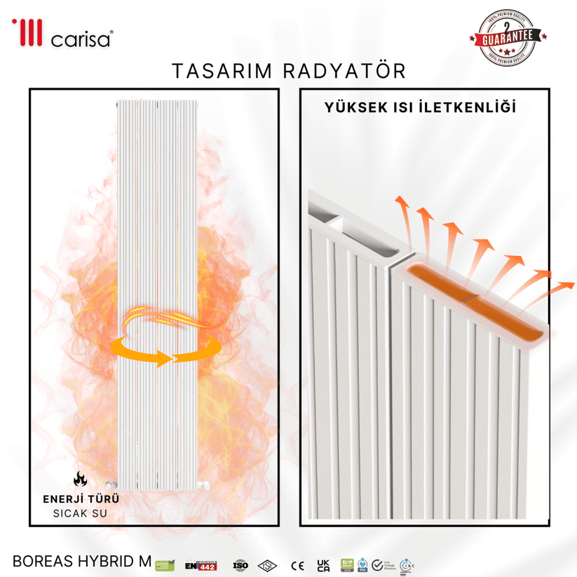 Carisa Boreas Hybrid M Dikey Elektrikli Radyatör Modern Tasarım Beyaz - carisa