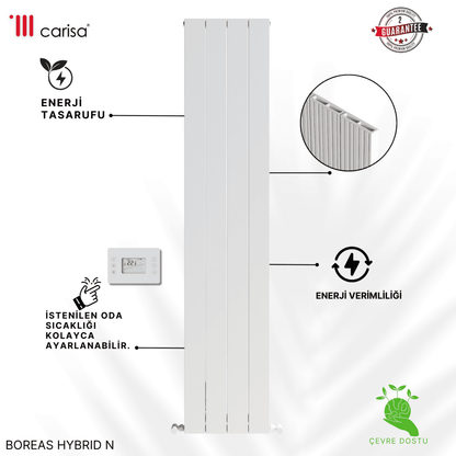 Carisa Boreas Hybrid N Dikey Elektrikli Radyatör Modern Tasarım Beyaz - carisa
