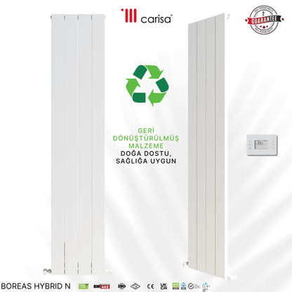 Carisa Boreas Hybrid N Dikey Elektrikli Radyatör Modern Tasarım Beyaz - carisa