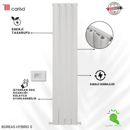 Carisa Boreas Hybrid S Dikey Elektrikli Radyatör Modern Tasarım Beyaz - carisa