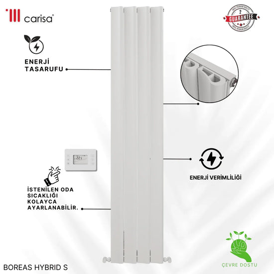 Carisa Boreas Hybrid S Dikey Elektrikli Radyatör Modern Tasarım Beyaz - carisa