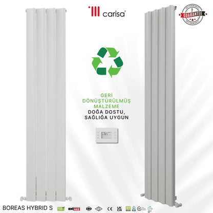 Carisa Boreas Hybrid S Dikey Elektrikli Radyatör Modern Tasarım Beyaz - carisa