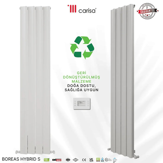 Carisa Boreas Hybrid S Dikey Elektrikli Radyatör Modern Tasarım Beyaz - carisa