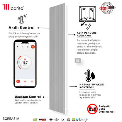 Carisa Boreas M Dikey Elektrikli Radyatör Modern Tasarım Beyaz - carisa