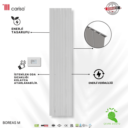 Carisa Boreas M Dikey Elektrikli Radyatör Modern Tasarım Beyaz - carisa