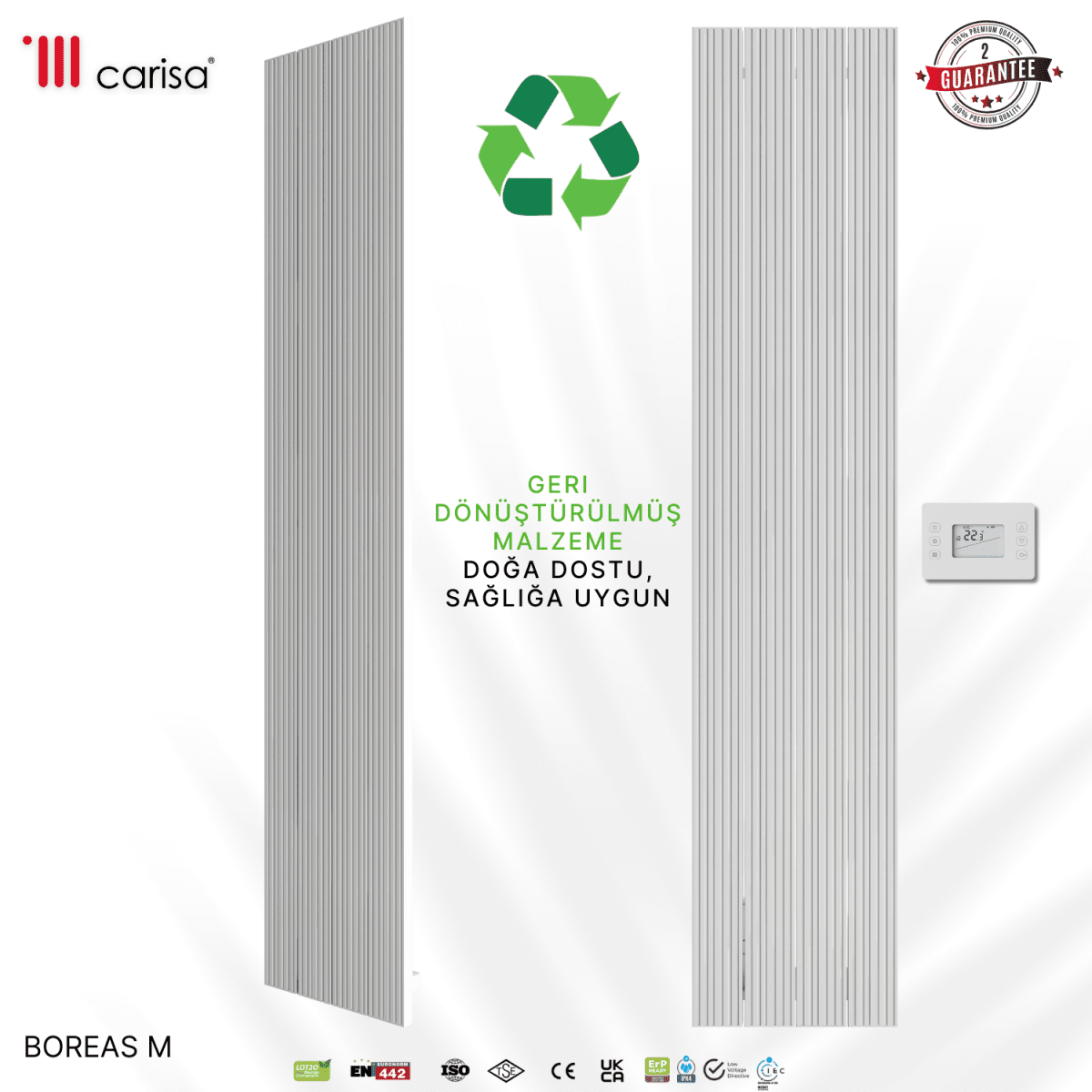 Carisa Boreas M Dikey Elektrikli Radyatör Modern Tasarım Beyaz - carisa