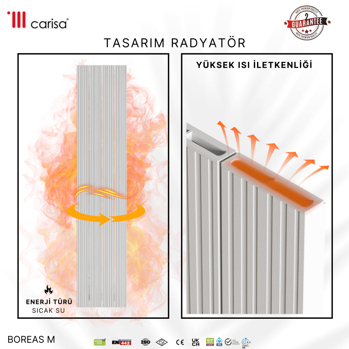 Carisa Boreas M Dikey Elektrikli Radyatör Modern Tasarım Beyaz - carisa