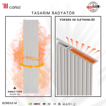 Carisa Boreas M Dikey Elektrikli Radyatör Modern Tasarım Beyaz - carisa