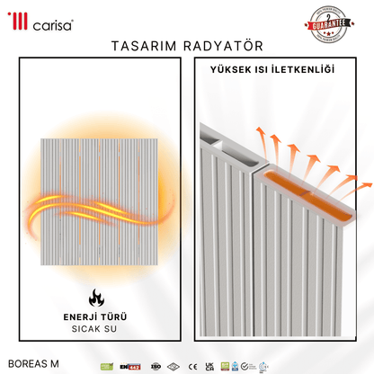 Carisa Boreas M Yatay Elektrikli Radyatör Modern Tasarım Beyaz - carisa