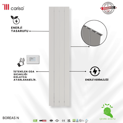 Carisa Boreas N Dikey Elektrikli Radyatör Modern Tasarım Beyaz - carisa