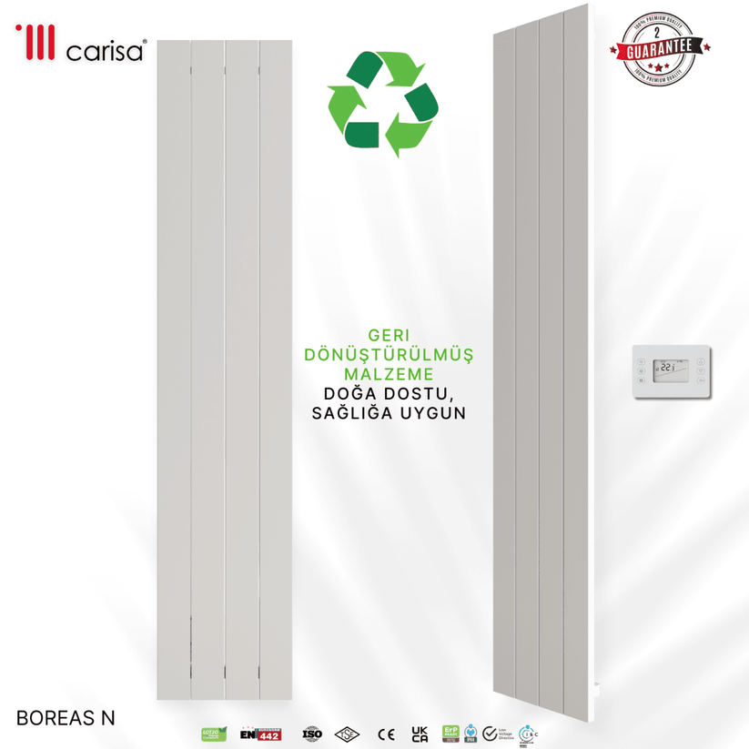 Carisa Boreas N Dikey Elektrikli Radyatör Modern Tasarım Beyaz - carisa