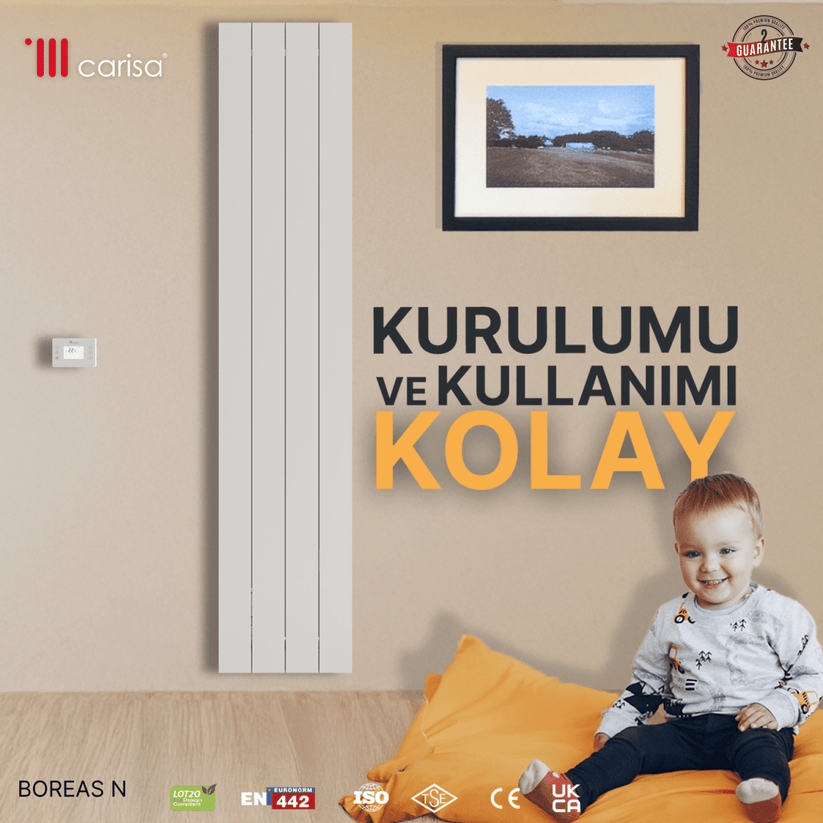 Carisa Boreas N Dikey Elektrikli Radyatör Modern Tasarım Beyaz - carisa