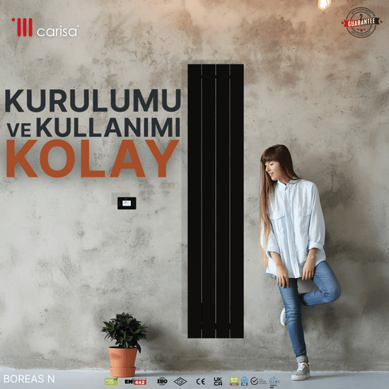 Carisa Boreas N Dikey Elektrikli Radyatör Modern Tasarım Siyah - carisa