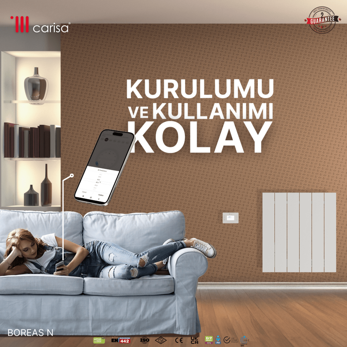 Carisa Boreas N Yatay Elektrikli Radyatör Modern Tasarım Beyaz - carisa