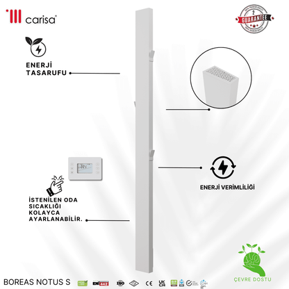 Carisa Boreas Notus S Dikey Elektrikli Radyatör Modern Tasarım Beyaz - carisa