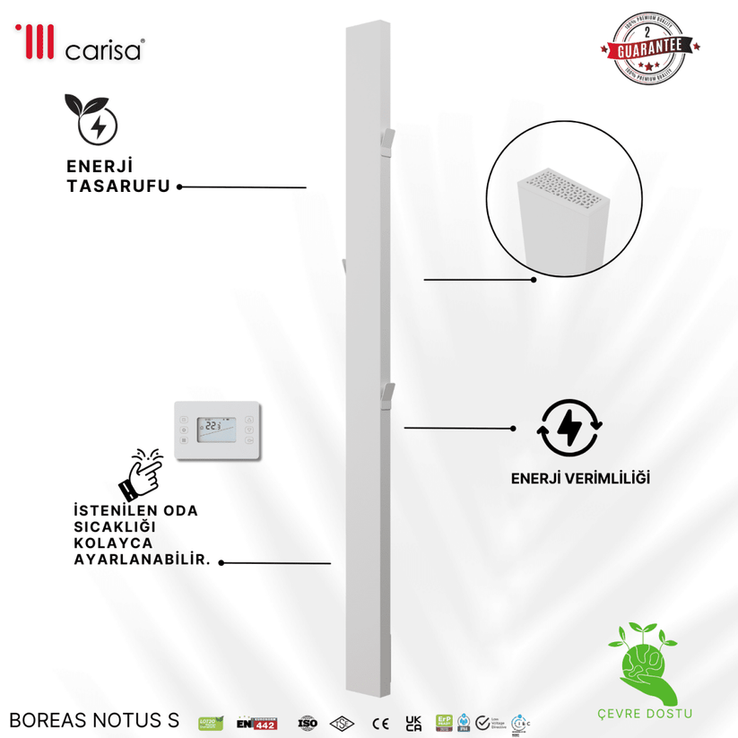 Carisa Boreas Notus S Dikey Elektrikli Radyatör Modern Tasarım Beyaz - carisa