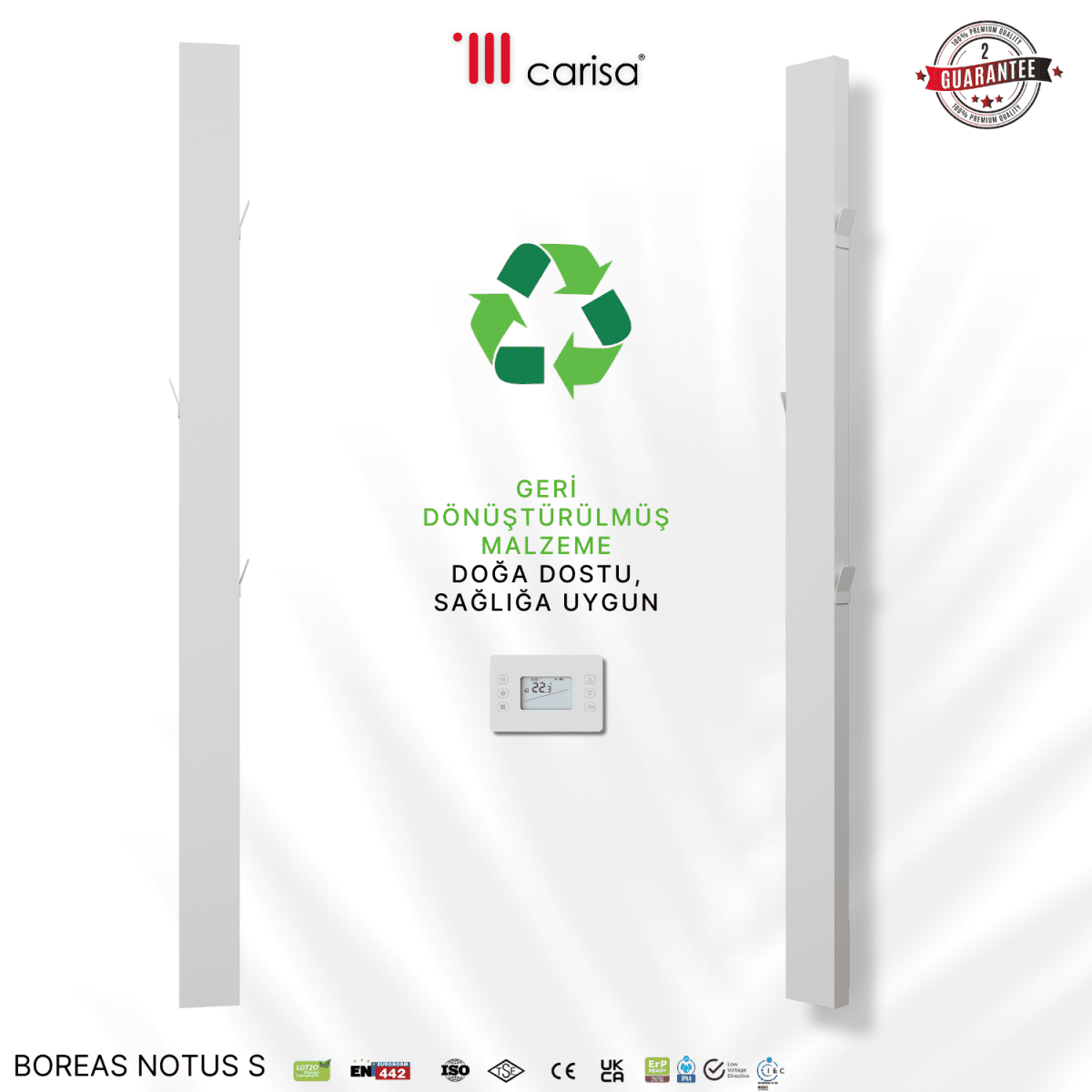 Carisa Boreas Notus S Dikey Elektrikli Radyatör Modern Tasarım Beyaz - carisa