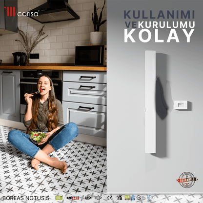 Carisa Boreas Notus S Dikey Elektrikli Radyatör Modern Tasarım Beyaz - carisa