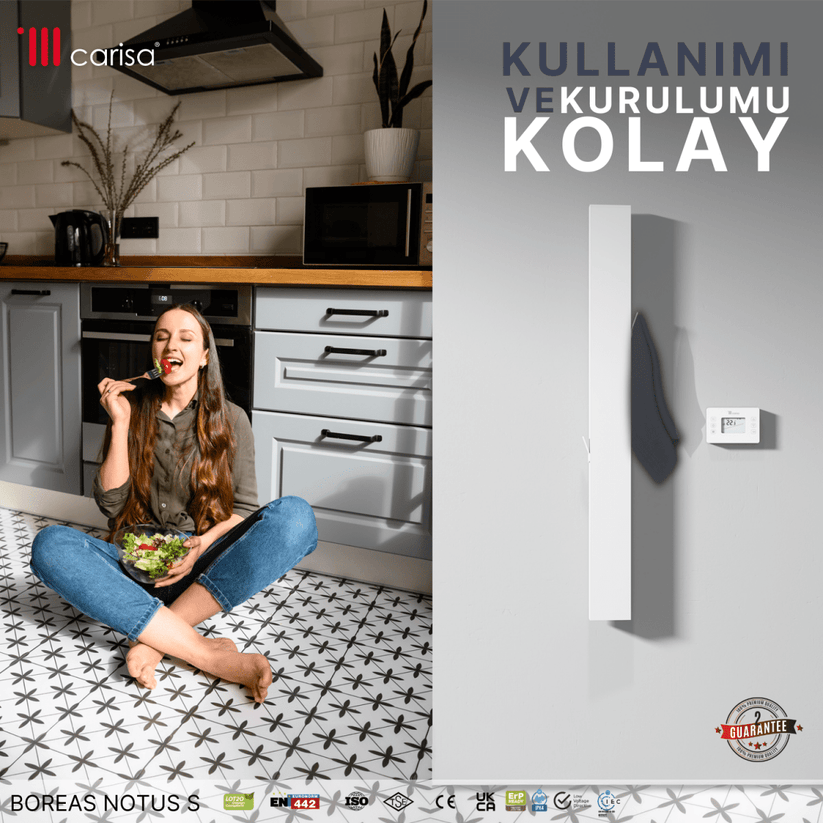 Carisa Boreas Notus S Dikey Elektrikli Radyatör Modern Tasarım Beyaz - carisa