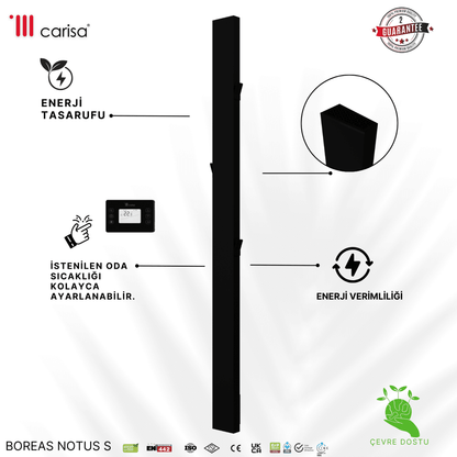 Carisa Boreas Notus S Dikey Elektrikli Radyatör Modern Tasarım Siyah - carisa