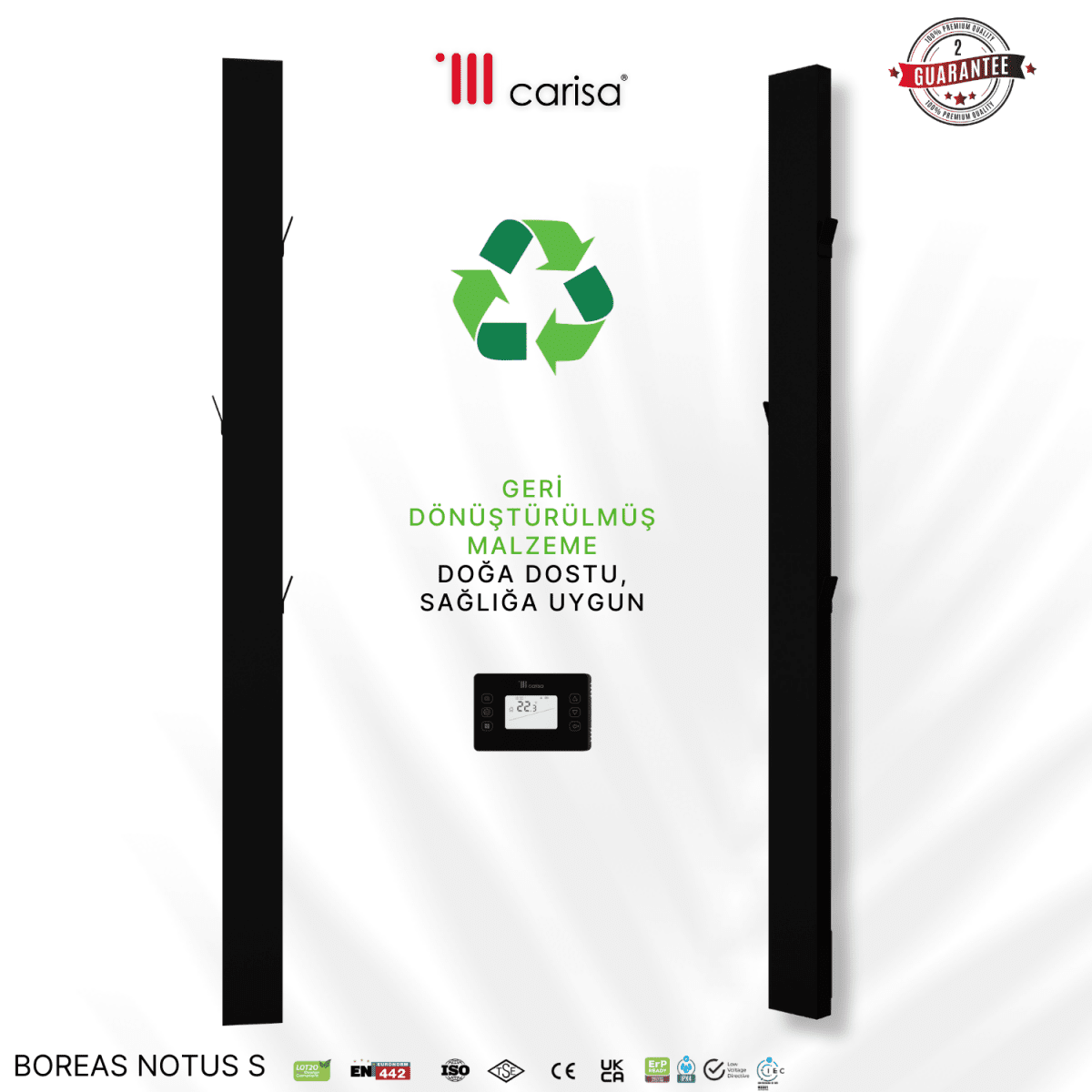 Carisa Boreas Notus S Dikey Elektrikli Radyatör Modern Tasarım Siyah - carisa