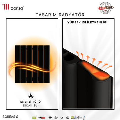 Carisa Boreas S Yatay Elektrikli Radyatör Modern Tasarım Siyah - carisa
