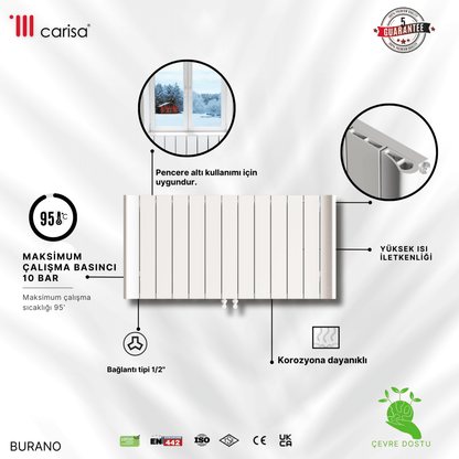 Carisa Burano Alüminyum Radyatör Beyaz Standart Bağlantı. - carisa