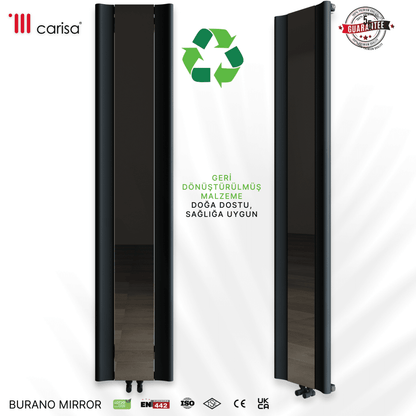 Carisa Burano Mirror Dikey Alüminyum Radyatör Modern Tasarım Antrasit - carisa