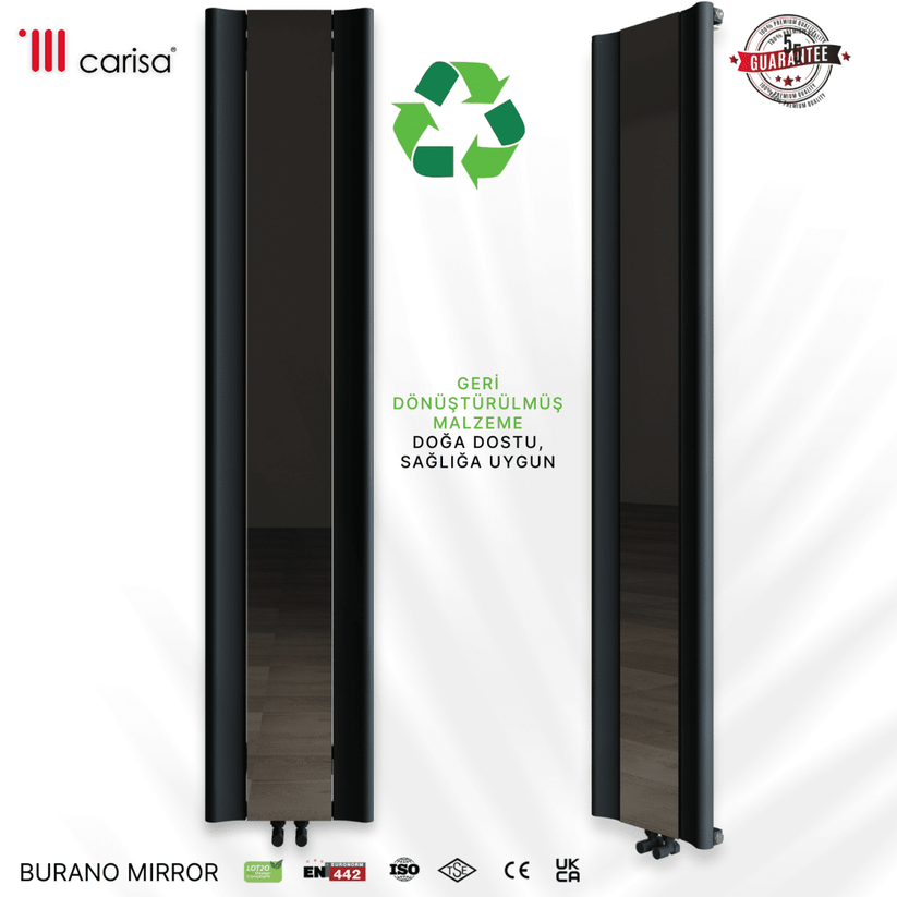 Carisa Burano Mirror Dikey Alüminyum Radyatör Modern Tasarım Antrasit - carisa