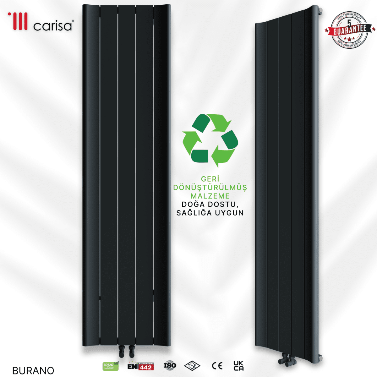 Carisa Burano Dikey Alüminyum Radyatör Modern Tasarım Siyah - carisa