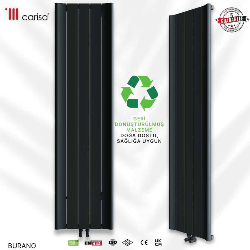 Carisa Burano Dikey Alüminyum Radyatör Modern Tasarım Siyah - carisa