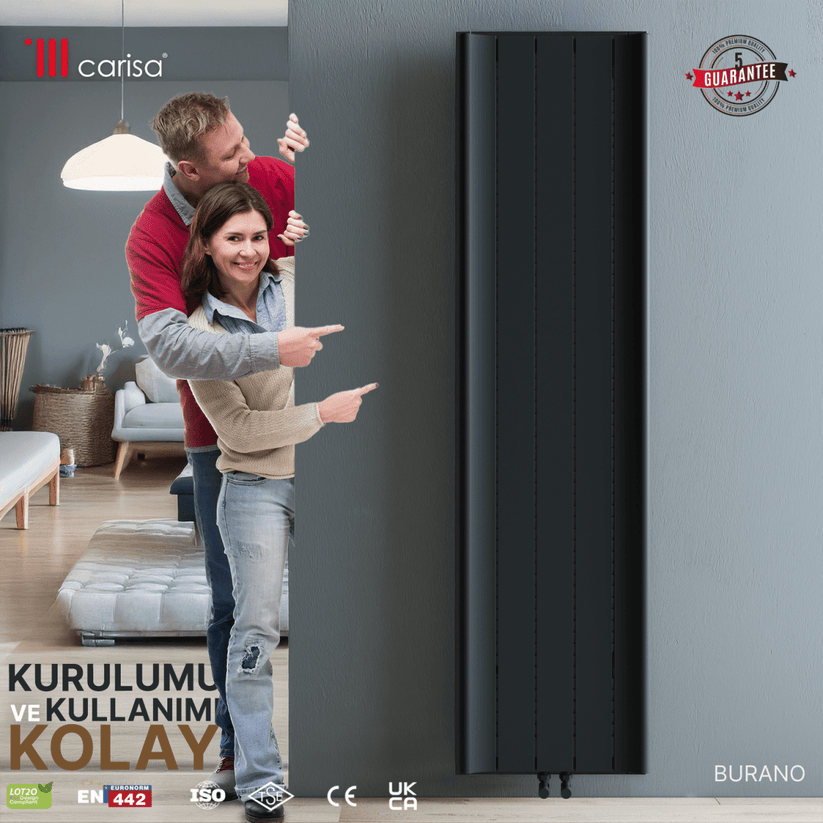 Carisa Burano Dikey Alüminyum Radyatör Modern Tasarım Siyah - carisa