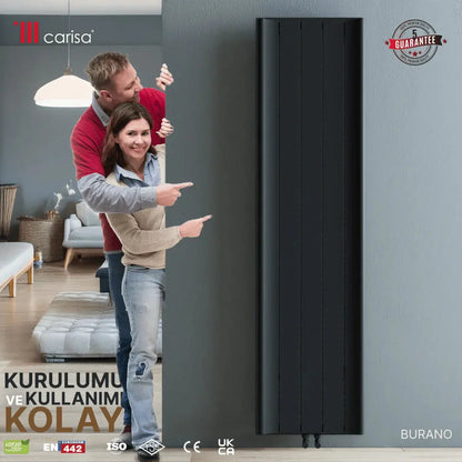 Carisa Burano Dikey Alüminyum Radyatör Modern Tasarım Antrasit - carisa