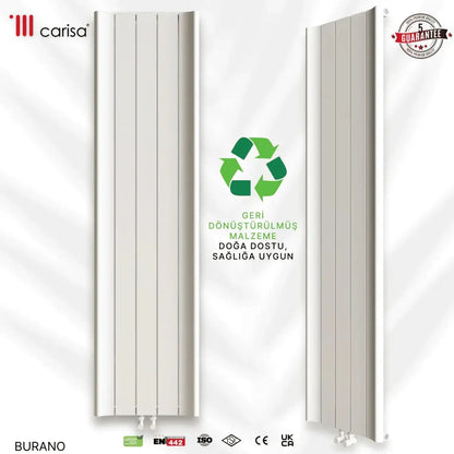 Carisa Burano Dikey Alüminyum Radyatör Modern Tasarım Beyaz - carisa