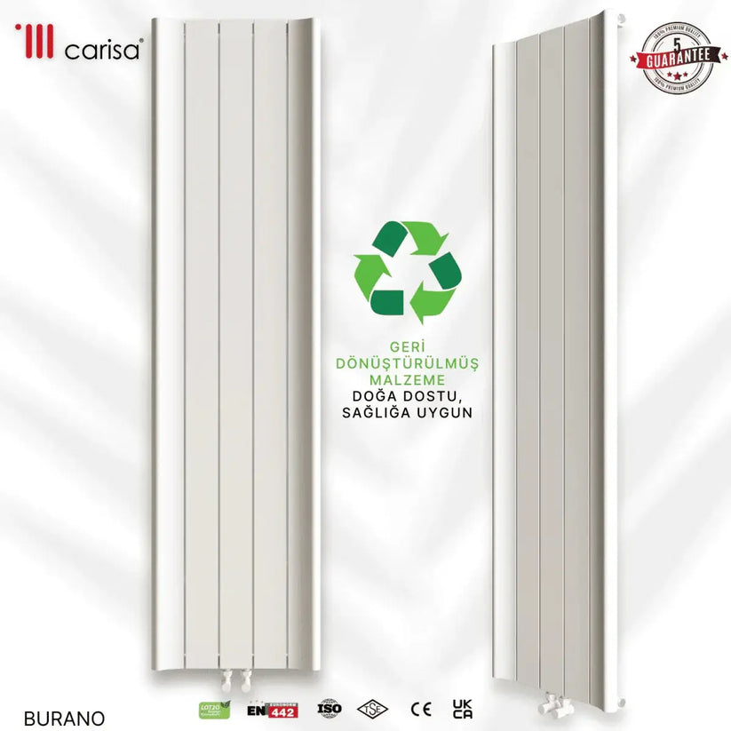Carisa Burano Dikey Alüminyum Radyatör Modern Tasarım Beyaz - carisa