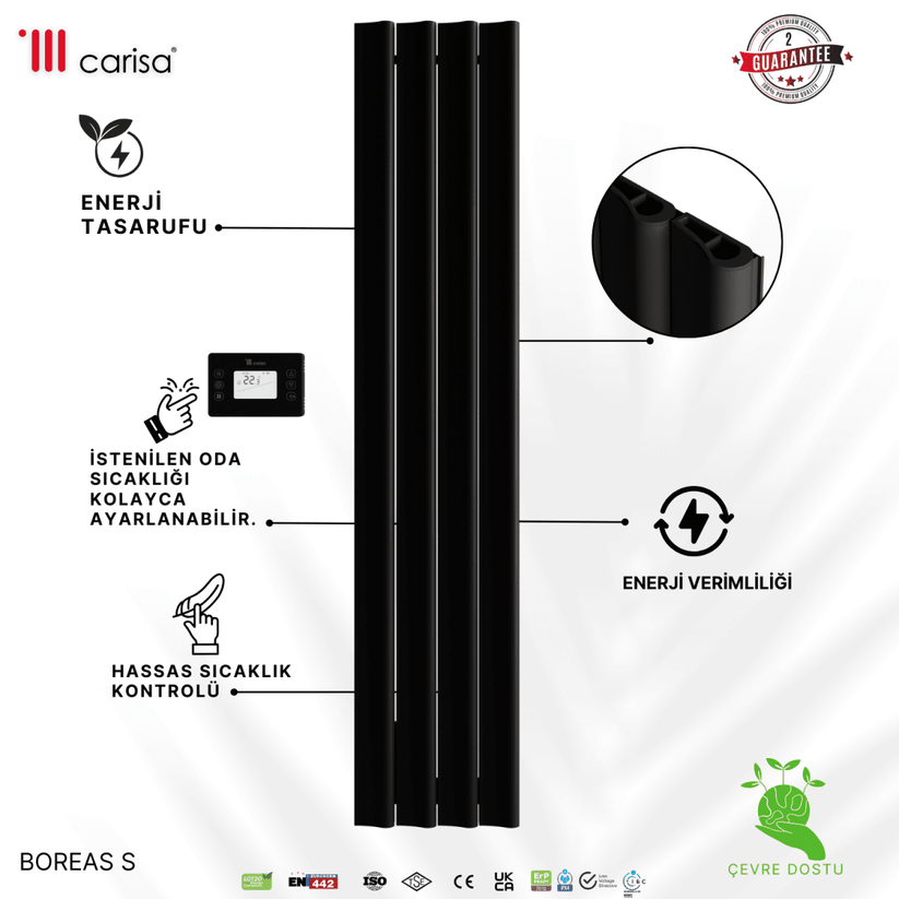 Carisa Burano S Dikey Alüminyum Radyatör Modern Tasarım Antrasit - carisa
