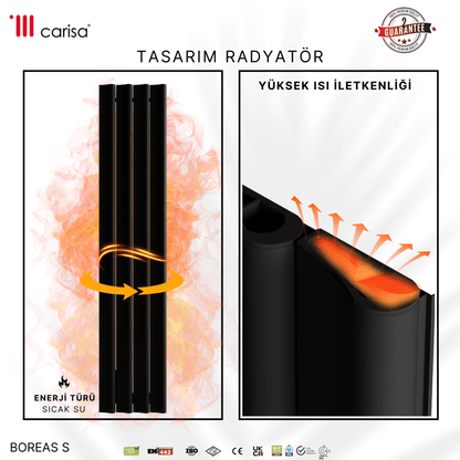 Carisa Burano S Dikey Alüminyum Radyatör Modern Tasarım Antrasit - carisa