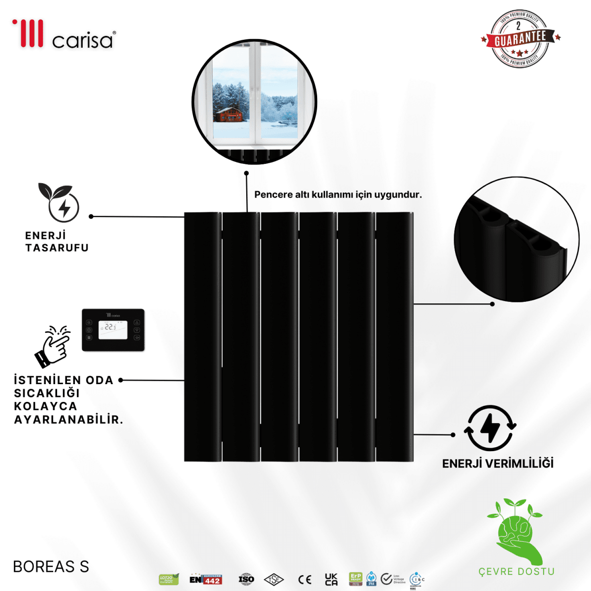 Carisa Burano S Yatay Alüminyum Radyatör Modern Tasarım Antrasit - carisa