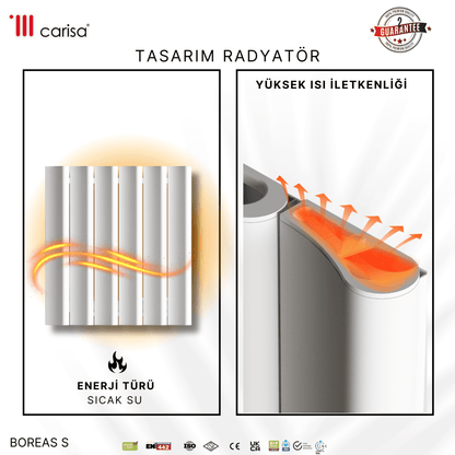 Carisa Burano S Yatay Alüminyum Radyatör Modern Tasarım Beyaz - carisa